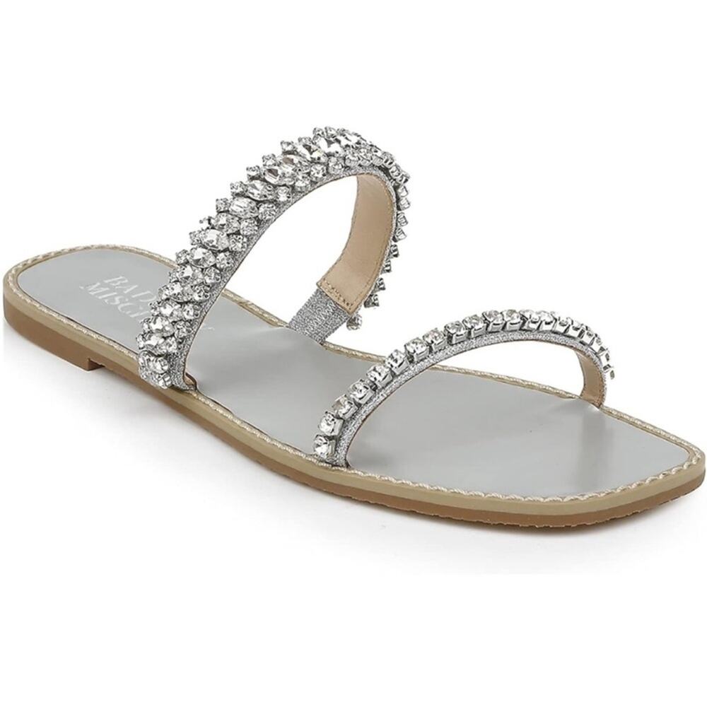 NIB! Badgley Mischka Thina Jeweled Flat Slide